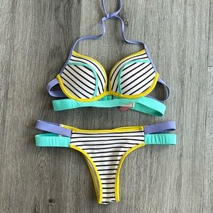 Victoria’s Secret pink bombshell add cup super push up bikini swim set